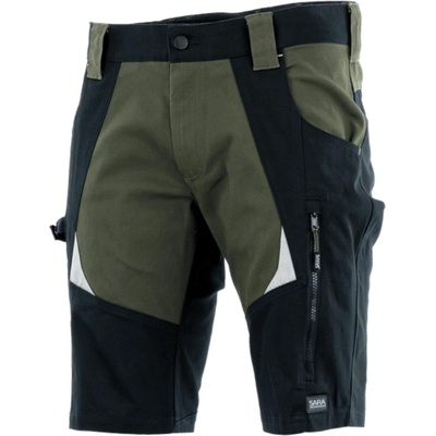 Sara Workwear COTTONFLEX Strečové kraťasy černá / žlutá
