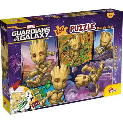 Lisciani Oboustranné Plus Marvel Strážci Galaxie Groot s omalovánkou 250 dílků