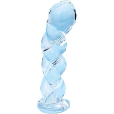 Clarity skleněný dildo s pleteným vzorem průhledný