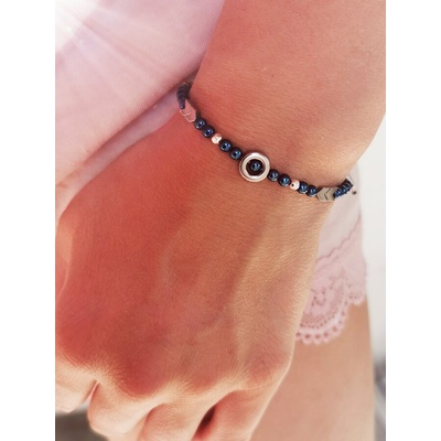 Дамска сребърна гривна с естествени камъни (ДЕК3)