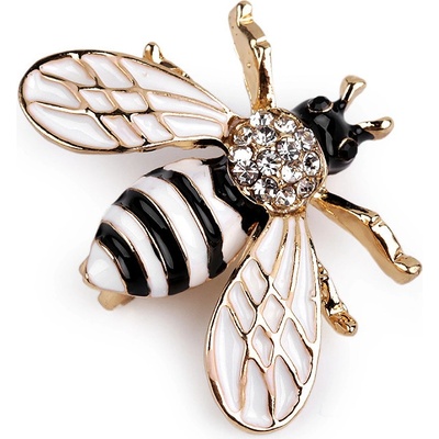 Stoklasa brož s broušenými kamínky včela 1 bílá