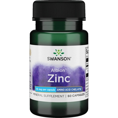 Swanson Zinc Chelated Zinok bisglycinát 15 mg 60 kapsúl