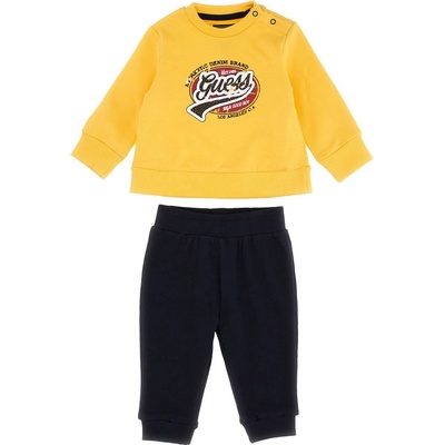 Guess Комплект жълта блуза и дълъг спортен панталон в тъмно синьо за бебе момче Guess
