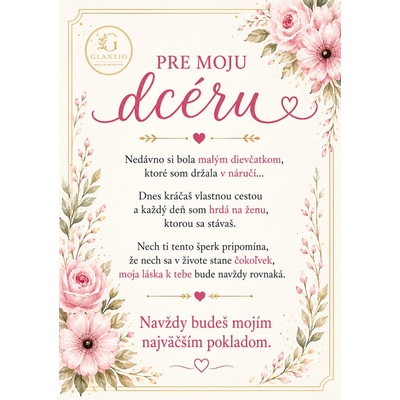 Glanzio venovacia kartička – Pre moju dcéru L | Kvetinová edícia 32233