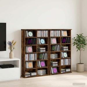 vidaXL Кабинет за CD 2 бр. Опушен дъб 60 x 17 x 92 см (8012739)
