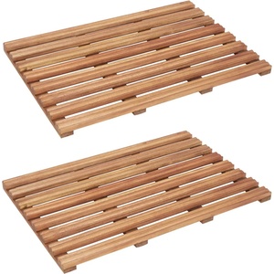 vidaXL Постелки за баня, 2 бр, акациево дърво масив, 56x37 см (46574)