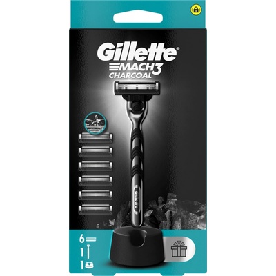 Gillette Mach3 Charcoal + 6 ks hlavíc