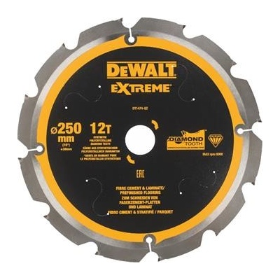 DeWALT DT1474 Rezný kotúč na cementovo-vláknité dosky, 250 x 30 mm, 12 zubov