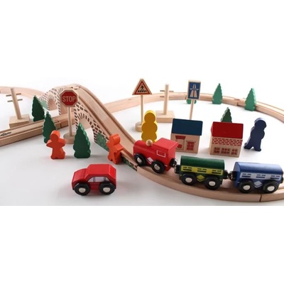 Woodyland Дървено влакче с релси осмица (90814)