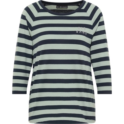 ELBSAND Дамска тениска ELBSAND Women's Celin T-Shirt - Silt Green / Coldwater / Stripe (916-2676-1412)