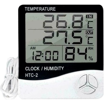 Oauee LCD термометър с хигрометър, кабелен сензор за външно приложение, бял (XXX)