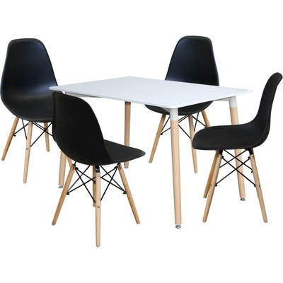 IDEA nábytok Jedálenský stôl 120 x 80 UNO biely + 4 stoličky UNO čierne