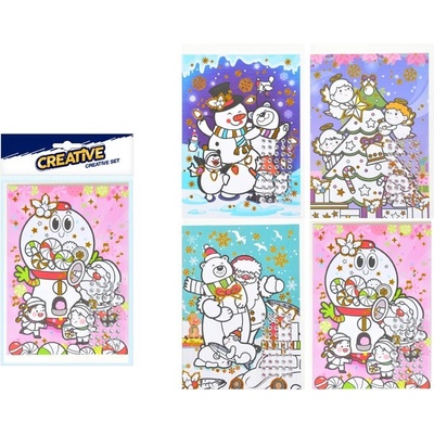 Kreativní set vánoční přání s kamínky + obálka140x230mm