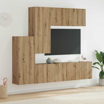 vidaXL Телевизионен стенен шкаф 5 pcs Дъб Инженерно дърво (3402777)