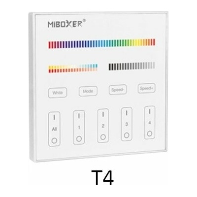 MiBoxer NÁSTĚNNÉ DÁLKOVÉ OVLADAČE PRO LED OSVĚTLENÍ T4 2,4 GHz, MONO, CCT, RGB, RGBW, RGBCCT (RGBWW) MiBOXER