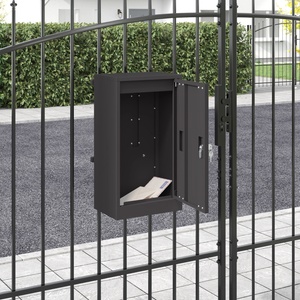 vidaXL Пощенска кутия със съхранение Черно 30 x 20 x 55 см Стомана (874947)