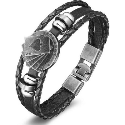 Gaira Kožený náramek Pikové Eso 3112 černá