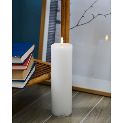SIRIUS Dobíjacia LED sviečka Sille, biela, 7,5 x 25 cm