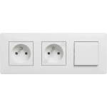 Legrand - Двойна битова контактна розетка 250V/16A и еднополюсен ключ №1 с рамка NILOE STEP бяла (LR0049E)