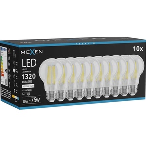 Mexen Vintis 10x LED филамент крушка E27, A60, 10W, неутрална - 4000K, 1320 lm, прозрачна (L150-E27-1040-00x10)
