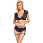 Cottelli Collection Комплект дантелено бельо с декоративни жартиери Cottelli - S (P25468)