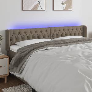 vidaXL LED горна табла за легло, таупе, 203x16x78/88 см, плат (3123598)