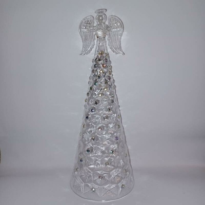 DECOLED Skleněný anděl 10 × 26 cm, čiré sklo – Zboží Dáma