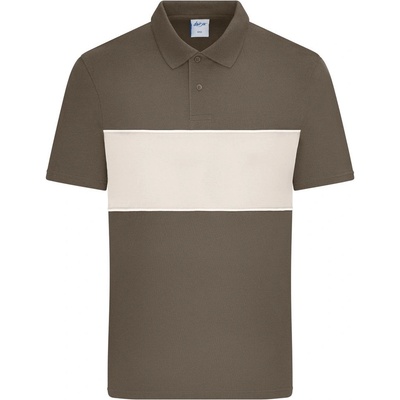 James & Nicholson polokošile s kontrastním pruhem 8050 Muddy brown pískovcová
