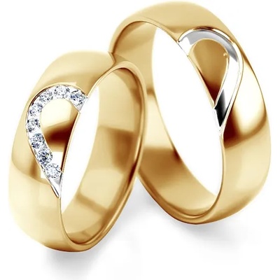 SAVICKI Сватбени халки: двуцветно злато, полукръгъл профил. 5 мм