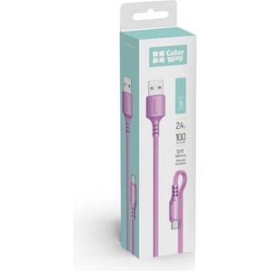 ColorWay Кабел, USB към Type-C кабел (мек силикон) 2.4A 1 м лилав (CW-CBUC044-PU) (CW-CBUC044-PU)