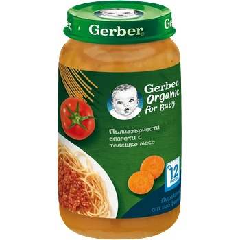Gerber Organic Пълнозърнести Спагети с Телешко, 12+ месеца, 250г