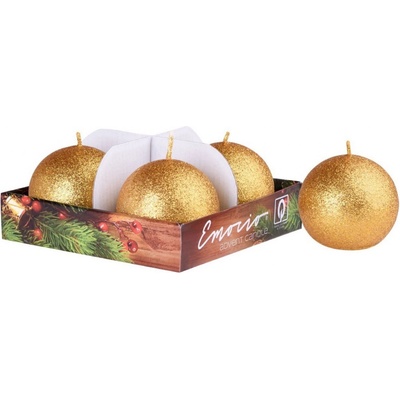 Emocio adventní koule 4ks 60 mm Brokát zlaté