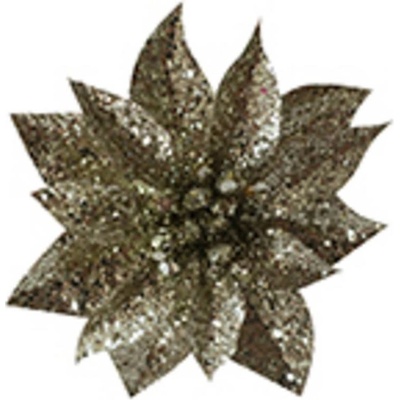 Kvet MagicHome Vianoce GlitterPoinsettia so štipcom strieborný veľkosť kvetu: 9 cm dĺžka kvetu: