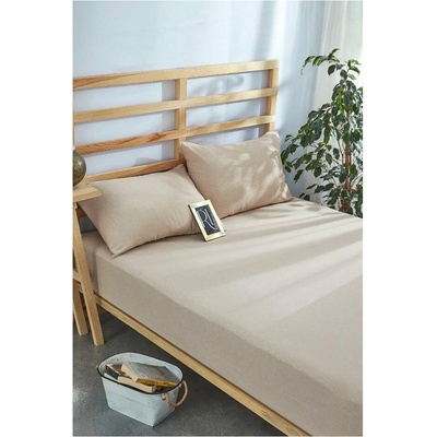 Mila Home Béžová napínacia Bavlna plachta a obliečka na vankúš v súprave 180x200