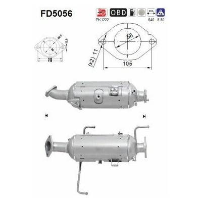 Filter sadzí/pevných častíc výfukového systému AS FD5056 FD5056