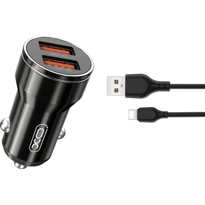 XO Зарядно за кола XO car charger CC48, 2x USB 2, 4A , С кабел USB-C cable, Черно (CC48)