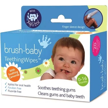 Brush Baby Почистващи кърпички за венци и зъби Brush Baby - 0-16 месеца, 20 броя (5060178100723)