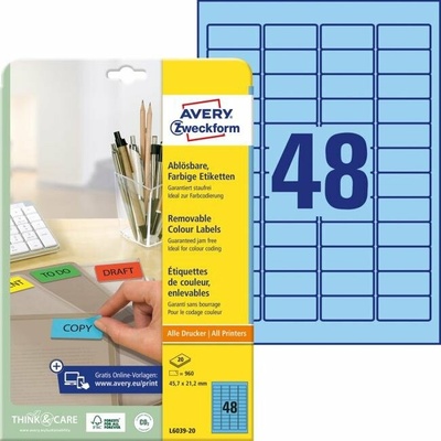 avery zweckform Etikety Avery odnímateľné 45,7x21,2 mm, modré