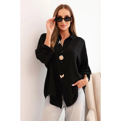 Kesi dámská košile ART61953 s viskózou a ozdobnými knoflíky černá