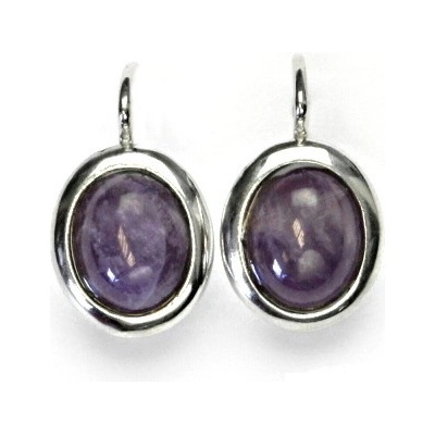 Čištín Zlaté náušnice, bílé i žluté zlato, přírodní ametyst - NK 1453