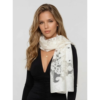 Classic Scarf bílá šála s výšivkou