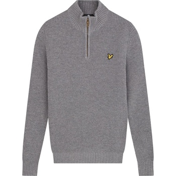 Lyle & Scott Пуловер Lyle and Scott Ribbed Quarter Zip Jumper - Mid Grey Marl