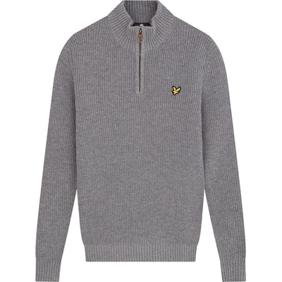 Lyle & Scott Пуловер Lyle and Scott Ribbed Quarter Zip Jumper - Mid Grey Marl