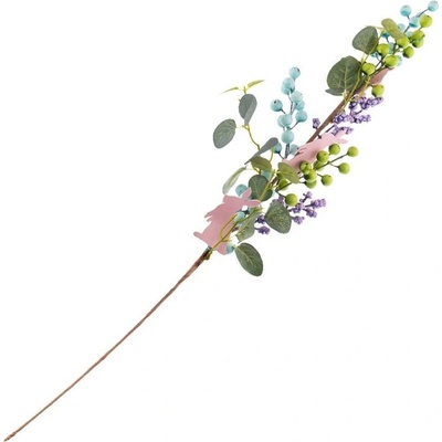 Přízdoba Větvička 80cm eukalyptus, bobule, zajíčci – Zboží Dáma