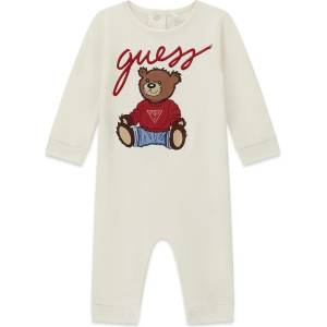 Guess Бял гащеризон за новородено бебе с голямо цветно мече Guess
