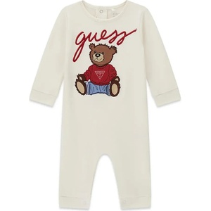 Guess Бял гащеризон за новородено бебе с голямо цветно мече Guess