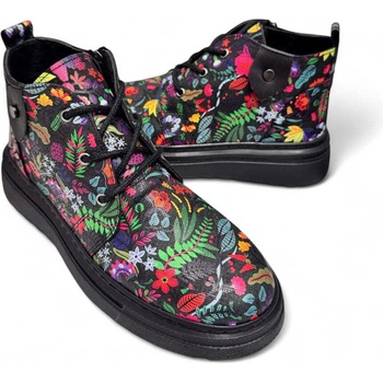 Loretta Атрактивни дамски боти lora тип кларк в черен флорален цвят от естествена кожа