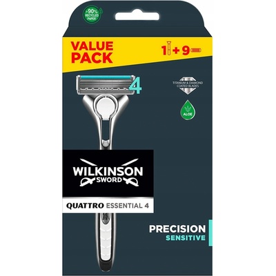 Wilkinson Sword Quattro Essential 4 + 9 ks hlavic