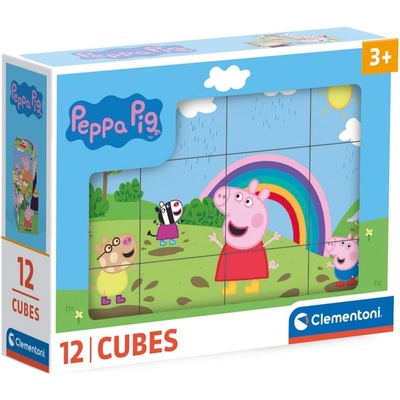 Clementoni Пъзел с кубчета Clementoni от 12 части - Прасенцето Пепа (41195)