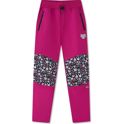 Wolf Dívčí softshellové kalhoty, zateplené Wolf &ie B2591, růžová lesní zvířátka Růžová